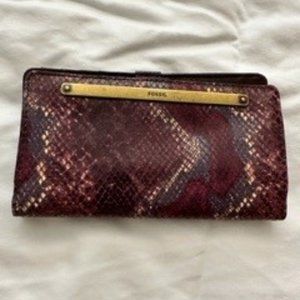 Fossil Liza Slim Leather Bifold Wallet Purple